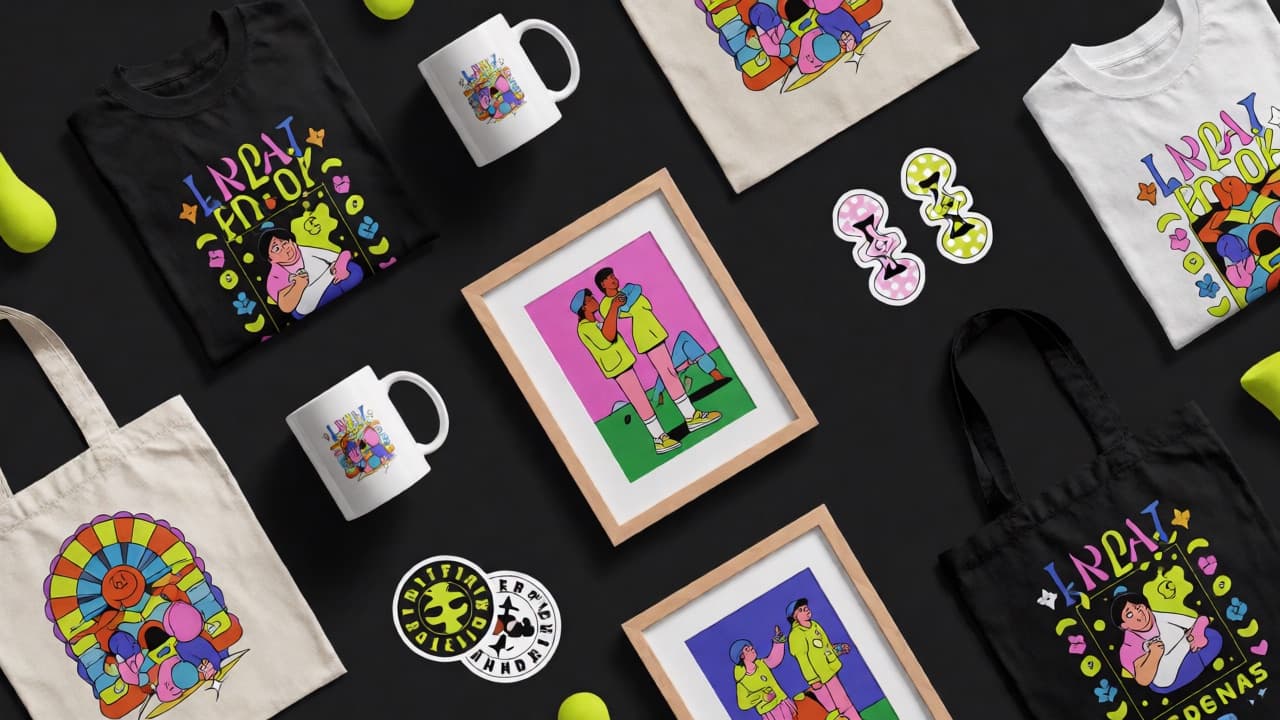An assortment of print-on-demand products